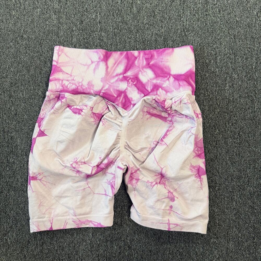 Vintage Y2k Pink Tie Dye Scrunch Athletic Workout Shorts Women's Medium 4"